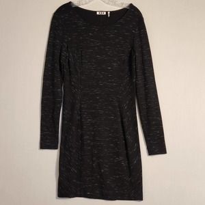 Three Dots Womens Black Heathered Sheath Dress Size M Stretch Ponte Knit Knee